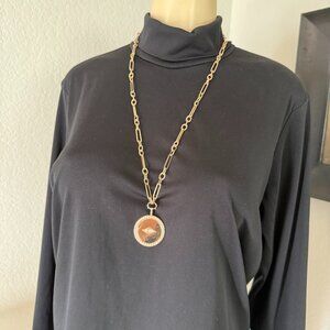 #15 garden party costume jewelry / 33" long delicate ornate gold chain